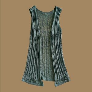 Olive Green Knit Crochet Vest Adult One Size Women’s Unbranded Fairy Y2K Stretch